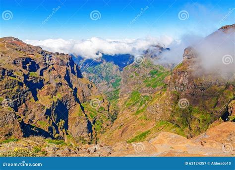 madeira volcanic mountain landscape stock image image  landscape station