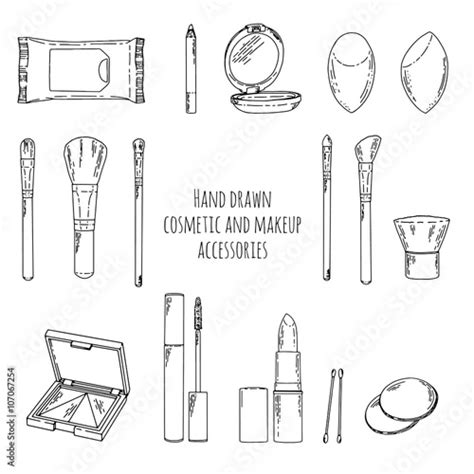 makeup kit  doodle style hand drawn cosmetics makeup  makeup