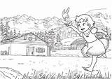 Coloring Alps Pages Girl Heidi Color Kids 25kb 593px Cartoon Print sketch template