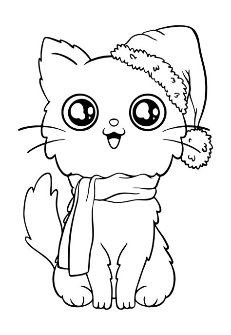printable simple christmas kitten coloring pages kitty coloring