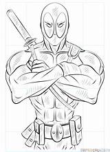 Deadpool Drawing Draw Step Body Drawings Easy Pages Tutorials Kids Sketch Coloring Marvel Pencil Outline Pool Dead Supercoloring Cartoon Superhero sketch template