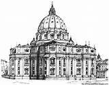 Drawing Vatican St Rome Clipart Peter Basilica Saint Church Peters Clip Line Catholic Cliparts Christian Romans Pope Clipground Illustration Paintingvalley sketch template