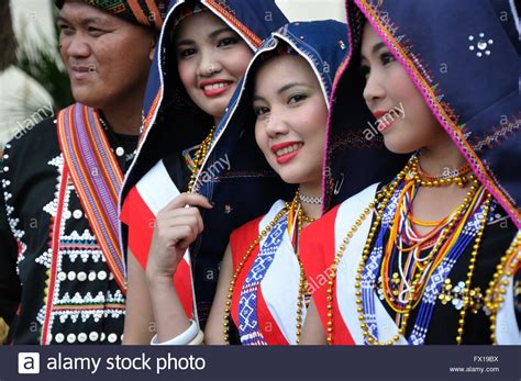 kadazan dusun tribe in traditional costume during sabah