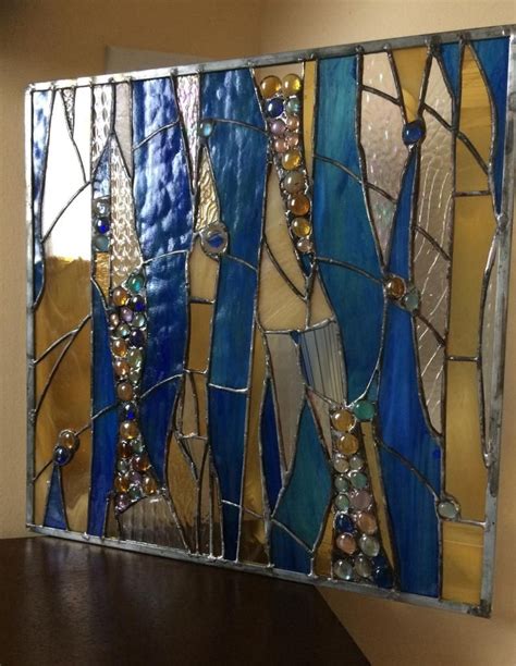 Stained Glass Abstract Transom Window Suncatcher Panel Valance Etsy