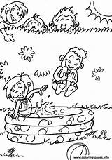 Coloring Kids Playing Summer Pages Printable sketch template