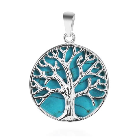 nature mystical tree  life stone   silver pendant