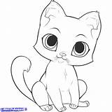 Cat Cute Easy Drawing Kitten Sketch Simple Face Drawings Cats Step Line Draw Kids Coloring Pages Cartoon Kittens Nyan Sketches sketch template