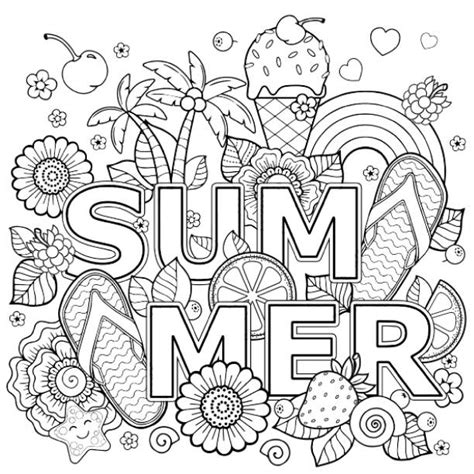 summer coloring pages stock  pictures royalty