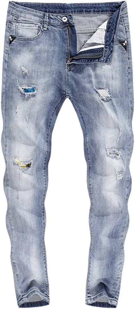 dyczfz jeans attillati jeans strappati bianchi da uomo per uomo