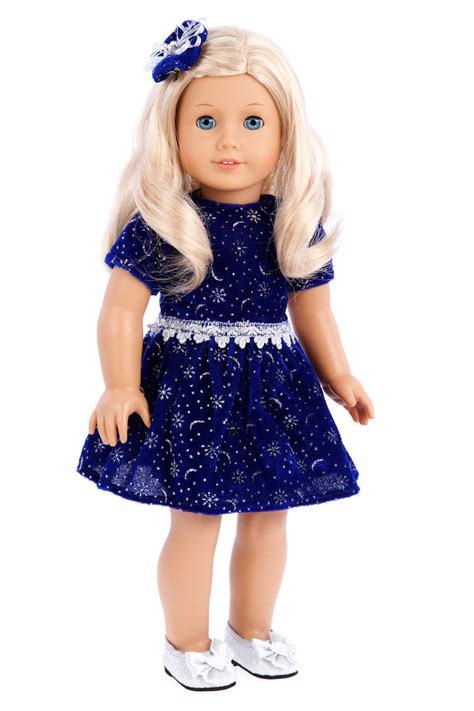 Midnight Blue Clothes For 18 Inch American Girl Doll Holiday Dress