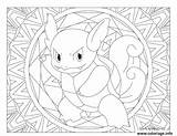 Coloring Mandalas Adulte Wartortle Pokémon Pikachu Sun Kanto Colorare Gratuit sketch template