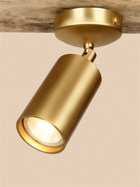 contemporary style spotlight   solid brushed brass tube
