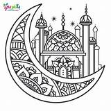 Ramadan Coloring Kids Pages Muslim Moon Islamic Children Illustration Activities Premium Vector Click sketch template