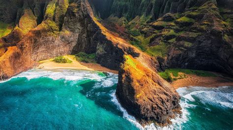wallpaper mountains  ocean island panorama hawaii