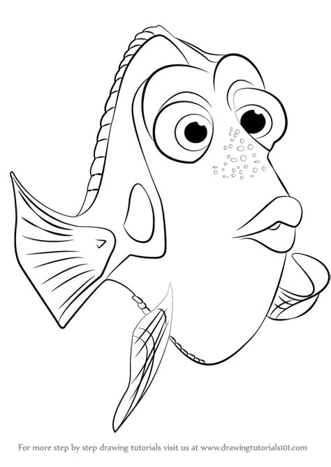 draw dory  finding dory finding dory step  step drawingtutorialscom