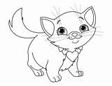Coloring Pages Cat Cute Kitten Color Necklace Heart Printable Kids Printables sketch template