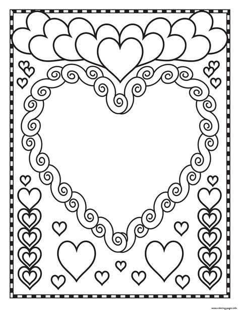 valentine hearts blank coloring page printable