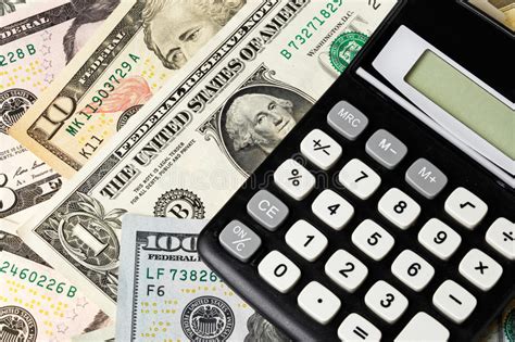 calculator   dollar bills stock image image  business finance