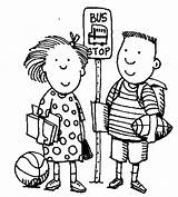 Bus Stop Coloring Pages Pupils Two Getcolorings Printable sketch template