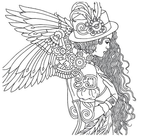 steampunk printable coloring book page easy  medium difficulty
