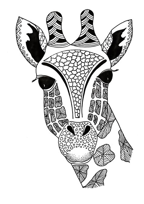 giraffe zentangle coloring page favecraftscom