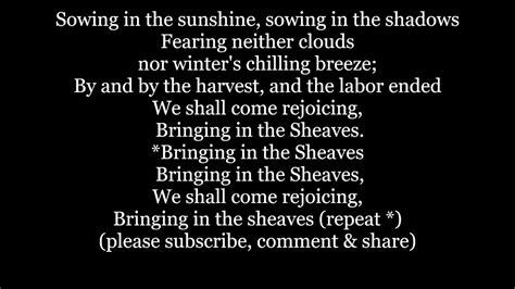 bringing   sheaves text lyrics words    rejoicing sing