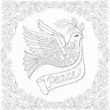 Coloring Pages Dove Peace Adult Christmas Printable Outline Sheets Color Bird Adults sketch template