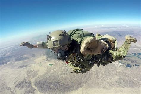 combat camera soldier reaches  heights earns freefall badge