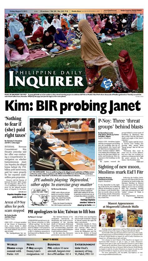 inquirer front page    worlds top  global news