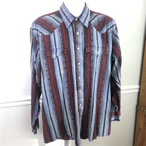outlaw western wear 100 cotton flannel pearl snap shirt men s xl tall