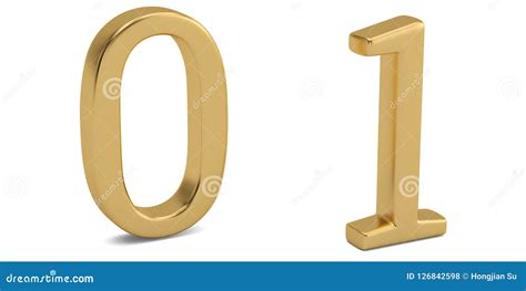 gold metal numeral isolated  white background  illustration stock
