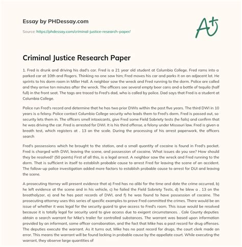 Criminal Justice Research Paper