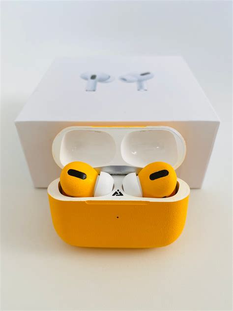 custom airpods pro matte yellow handpainted headphones  etsy