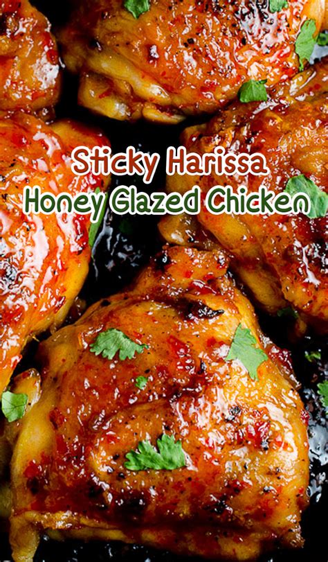 sticky harissa honey glazed chicken
