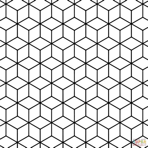 geometric tessellation  rhombus pattern coloring page