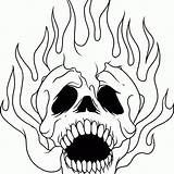 Skull Coloring Pages Drawing Flaming Skulls Graffiti Flames Evil Sugar Advanced Skeleton Printable Pdf Animal Print Color Clipartmag Fire Getcolorings sketch template