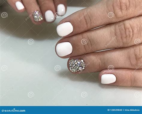 glamorous nails  crystals stock photo image  color designs