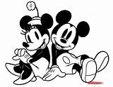 Mickey Minnie Classic Coloring Pages Back Disneyclips Friends Sitting sketch template