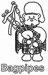 Coloring Bagpipes Teddy Bear Blowing Pages Sky Fun Some sketch template