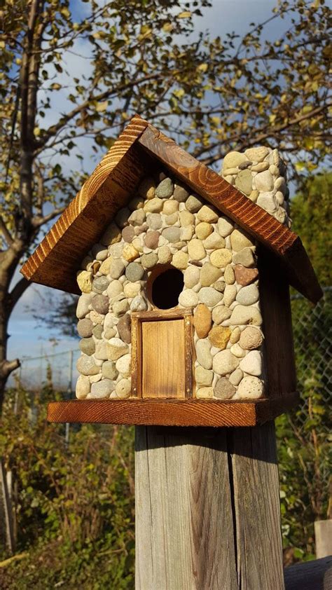 birdhouse  stones covering front side  chimney etsy bird houses unique bird houses