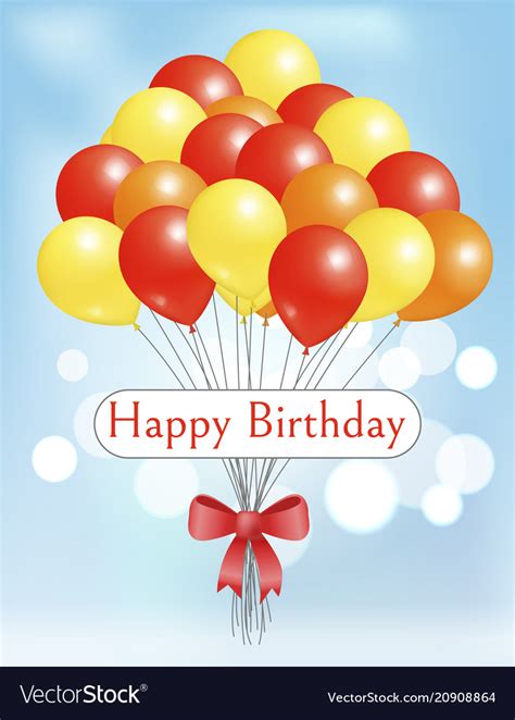 happy birthday postcard balloons big bundle party vector image