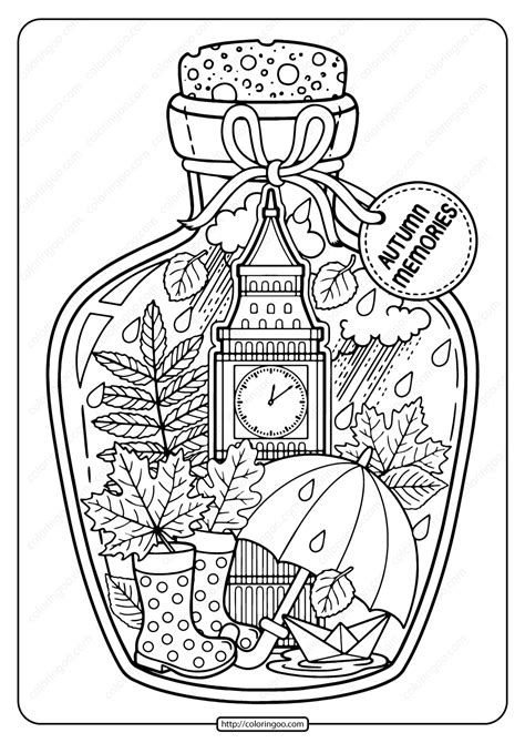 printable autumn memories  coloring page