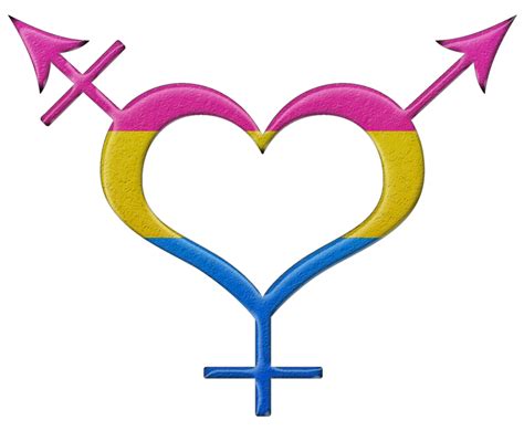 Pansexual Pride Heart Shaped Gender Neutral Symbol In