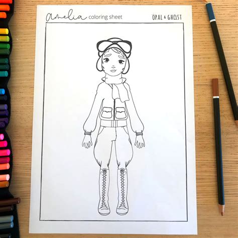 amelia coloring sheet  printable cute amelia earhart kids