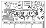 Coloring August Adult Pages Calendar Color Printable Choose Board sketch template