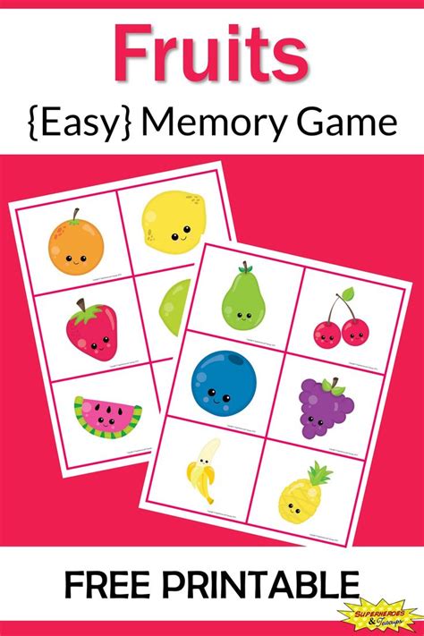 fruits memory game  printable learning ideas  parents card