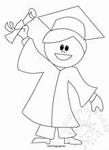 Graduation Cartoon Coloring Gown Drawing Child Getdrawings Boy sketch template
