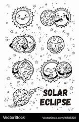 Eclipse Solar Outline Phases Vector Set Royalty sketch template