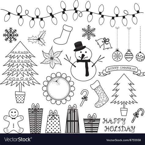christmas doodles collections royalty  vector image