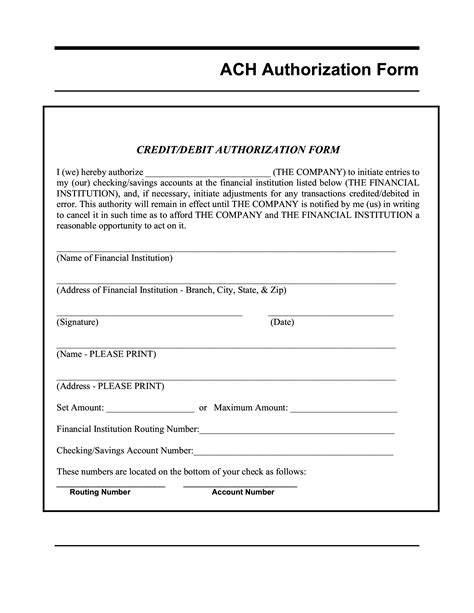 ach authorization form forms docs